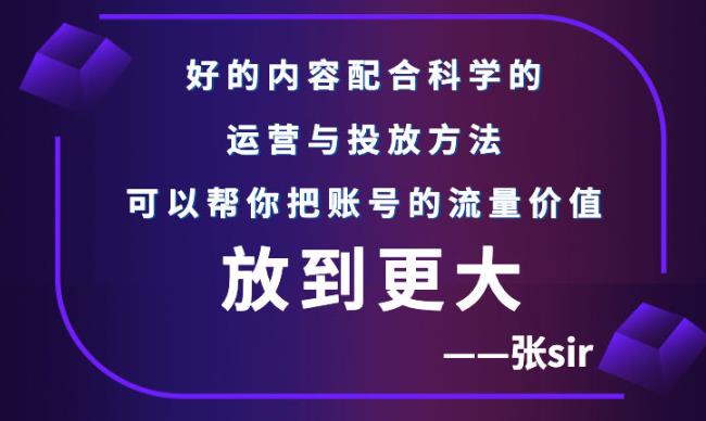 【副业项目3305期】（怎么投dou+快速涨粉）张sir账号流量增长课，让你的流量更精准-万图副业网