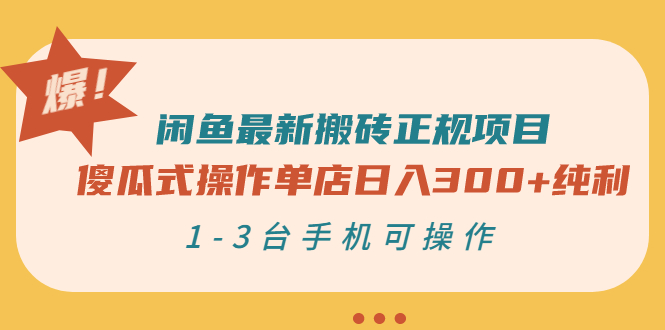 【副业项目3413期】闲鱼最新搬砖正规赚钱项目（手机上赚钱的副业）-万图副业网