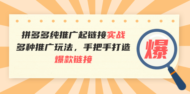 【副业项目4040期】拼多多纯推广起链接实战：多种推广玩法，手把手打造爆款链接-万图副业网