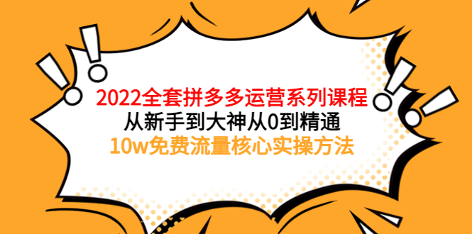 【副业项目4045期】2022全套拼多多运营课程：新手怎么做拼多多电商，10w免费流量核心实操方法-万图副业网