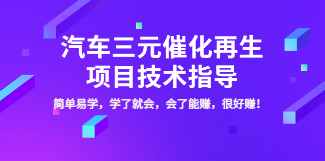 【副业项目4117期】汽车三元催化再生项目技术指导，简单易学，学了就会，会了能赚，很好赚-万图副业网