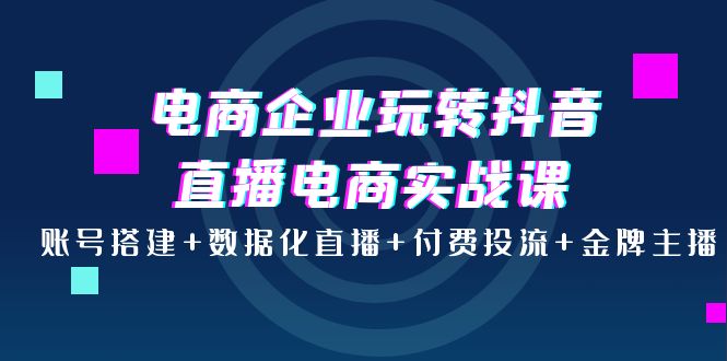 【副业项目4147期】电商企业玩转抖音直播电商实战课：账号搭建+数据化直播+付费投流+金牌主播-万图副业网