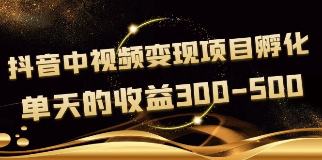 【副业项目4157期】黄岛主《抖音中视频变现项目孵化》单天的收益300-500 操作简单粗暴-万图副业网