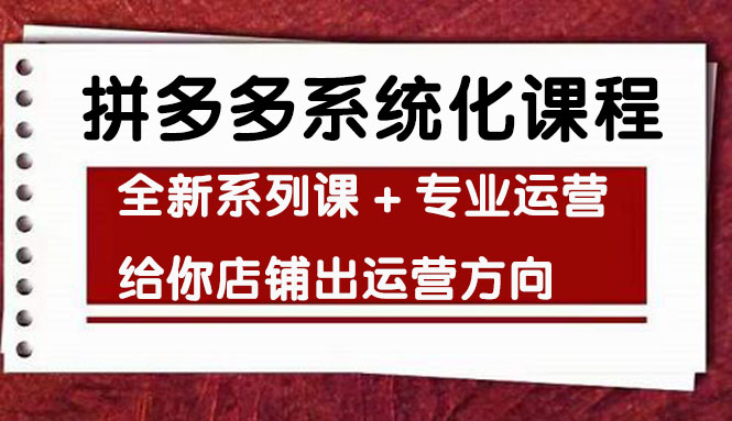 【副业项目4542期】车神陪跑，拼多多系统化课程，全新系列课+专业运营给你店铺出运营方向-万图副业网