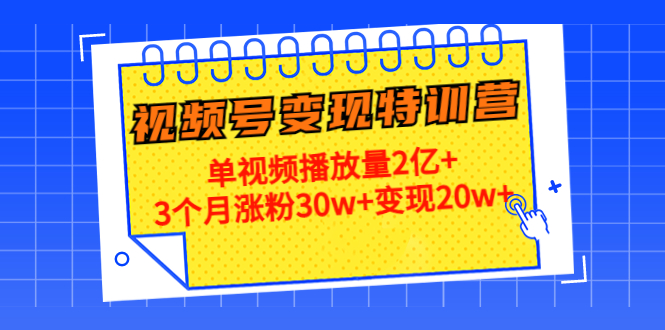 【副业项目4713期】20天视频号变现特训营：单视频播放量2亿+3个月涨粉30w+变现20w+-万图副业网