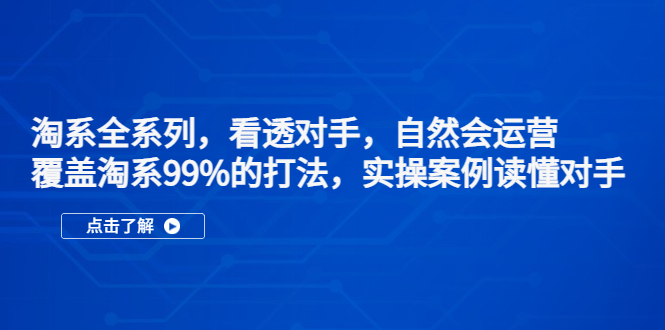 【副业项目5366期】淘系全系列，看透对手，自然会运营，覆盖淘系99%·打法，实操案例读懂对手-万图副业网