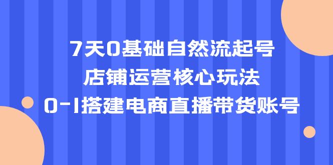 【副业项目5468期】7天0基础自然流起号，店铺运营核心玩法，0-1搭建电商直播带货账号-万图副业网