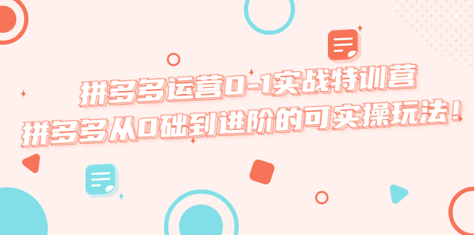 【副业项目5605期】拼多多运营0-1实战特训营，拼多多从0础到进阶的可实操玩法-万图副业网