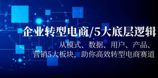 【副业项目5960期】企业转型电商/5大底层逻辑，从模式 数据 用户 产品 营销5大板块，高效转型-万图副业网