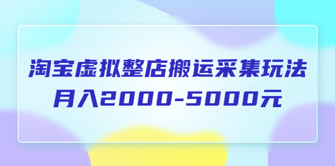 【副业项目5953期】淘宝虚拟整店搬运采集玩法分享课：月入2000-5000元（5节课）-万图副业网