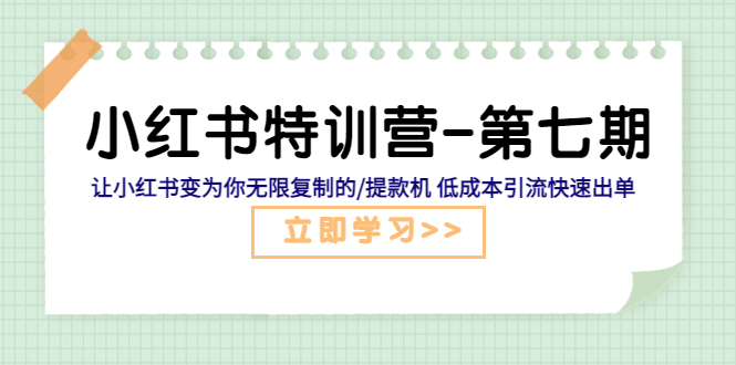 【副业项目5683期】小红书特训营-第七期 让小红书变为你无限复制的/提款机 低成本引流快速出单-万图副业网