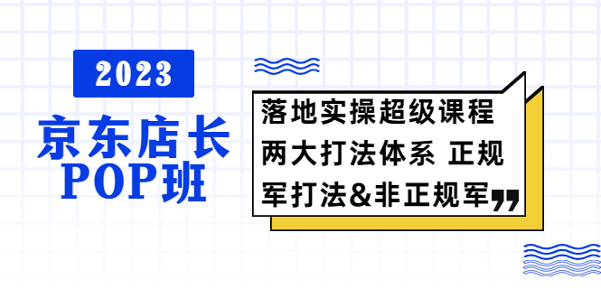 【副业项目5761期】2023京东店长·POP班 落地实操超级课程 两大打法体系 正规军&非正规军-万图副业网