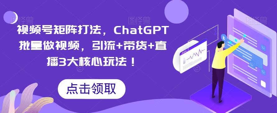 【副业项目6316期】视频号矩阵打法，ChatGPT批量做视频，引流+带货+直播3大核心玩法-万图副业网