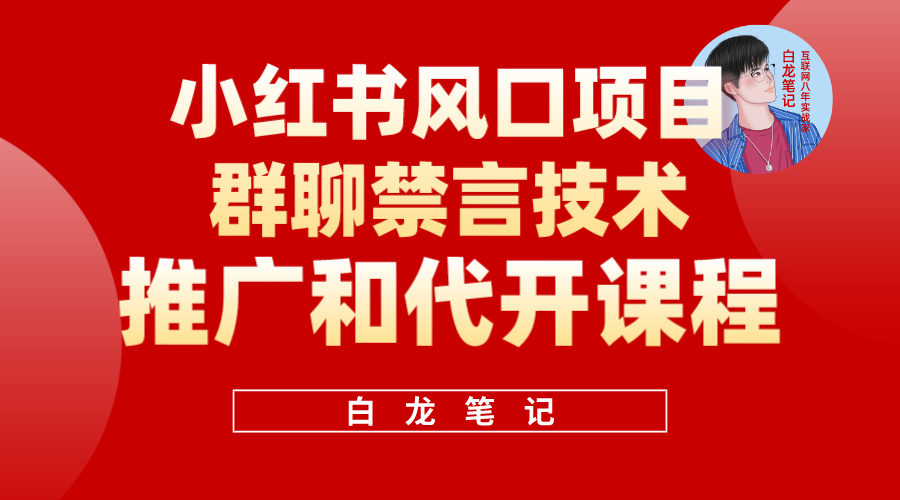 【副业项目5991期】小红书风口项目日入300+，小红书群聊禁言技术代开项目，适合新手操作-万图副业网