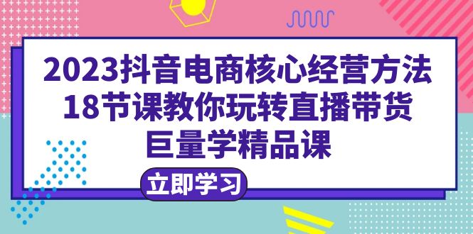 【副业项目6377期】2023抖音电商核心经营方法：18节课教你玩转直播带货，巨量学精品课-万图副业网