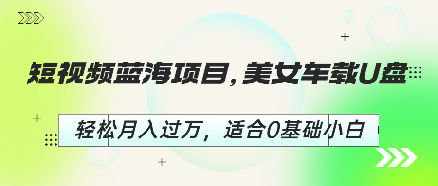 【副业项目6860期】短视频蓝海项目，美女车载U盘，轻松月入过万，适合0基础小白-万图副业网