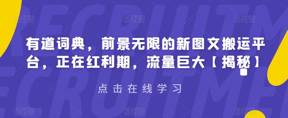 【副业项目6843期】有道词典，前景无限的新图文搬运平台，正在红利期，流量巨大【揭秘】-万图副业网