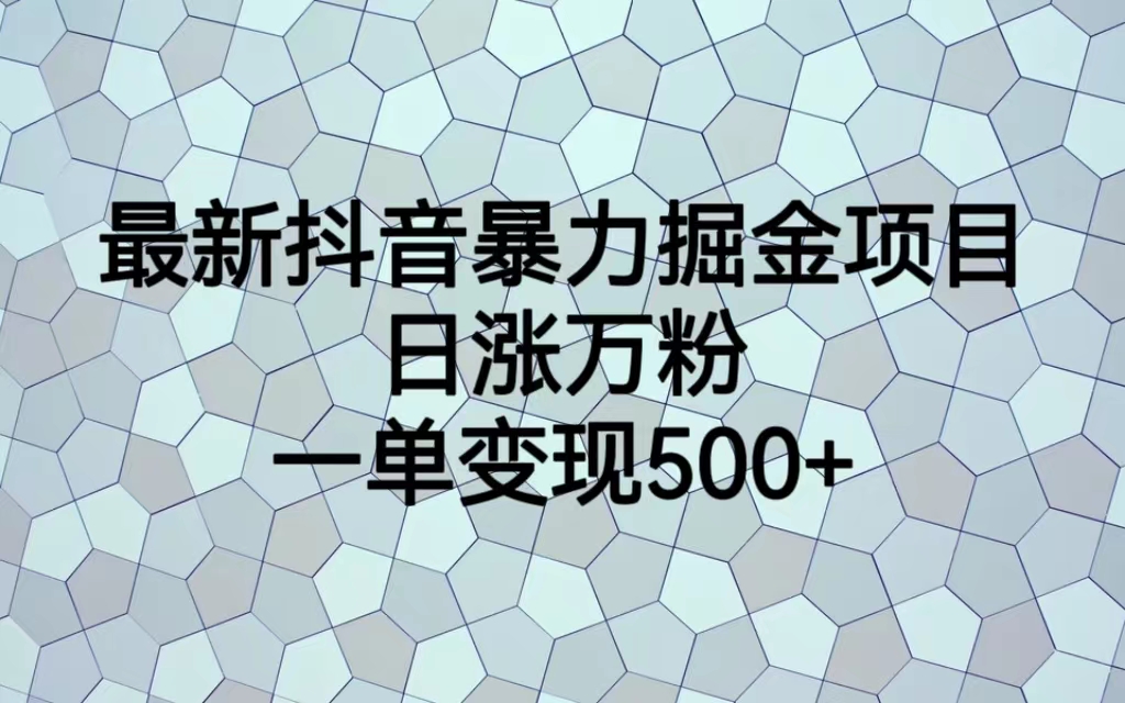 【副业项目6939期】最新抖音暴力掘金项目，日涨万粉，一单变现500+-万图副业网