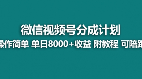 【副业项目8166期】视频号分成计划，单天收益8000+，附玩法教程！可陪跑-万图副业网