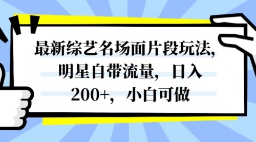 【副业项目8334期】最新综艺名场面片段玩法，明星自带流量，日入200+，小白可做-万图副业网