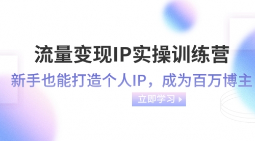 【副业项目8349期】流量变现-IP实操训练营：新手也能打造个人IP，成为百万博主-万图副业网