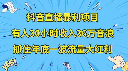 【副业项目8538期】抖音直播暴利项目，有人30小时收入36万音浪-万图副业网