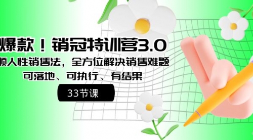 【副业8705期】销冠特训营3.0之顺人性销售法，全方位解决销售难题、可落地-万图副业网