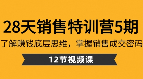 【副业8768期】28天·销售特训营5期：了解赚钱底层思维，掌握销售成交密码（12节课）-万图副业网