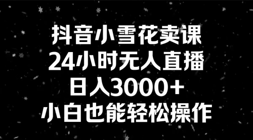 【副业8778期】抖音小雪花卖课，24小时无人直播，日入3000+，小白也能轻松操作-万图副业网