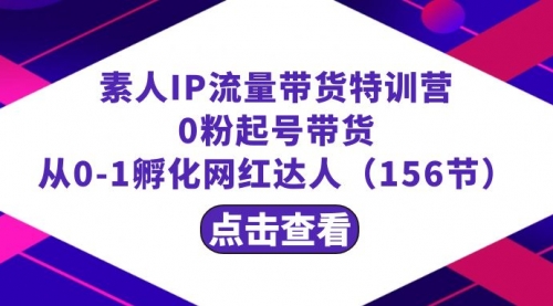 【副业8847期】繁星·计划素人IP流量带货特训营：0粉起号带货 从0-1孵化网红达人（156节）-万图副业网