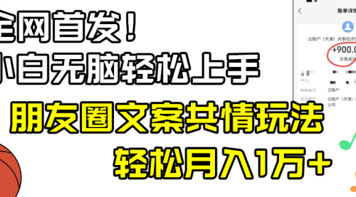 【副业8908期】小白轻松无脑上手，朋友圈共情文案玩法，月入1W+-万图副业网