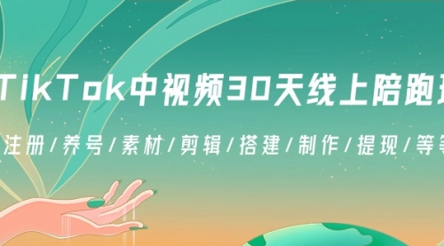 【副业8995期】TikTok中视频-30天线上陪跑班：注册/养号/素材/剪辑/搭建/制作/提现/等-万图副业网