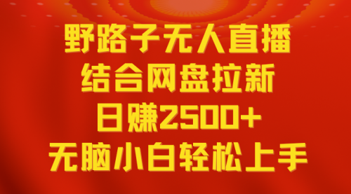 【副业9033期】无人直播野路子结合网盘拉新，日赚2500+多平台变现，小白无脑轻松上手操作-万图副业网