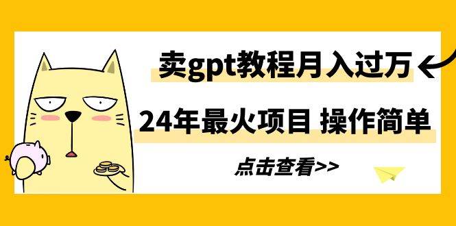 24年最火项目，卖gpt教程月入过万，操作简单-万图副业网