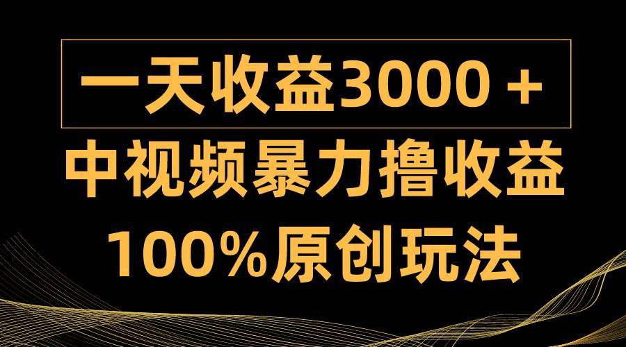 中视频暴力撸收益，日入3000＋，100%原创玩法，小白轻松上手多种变现方式-万图副业网