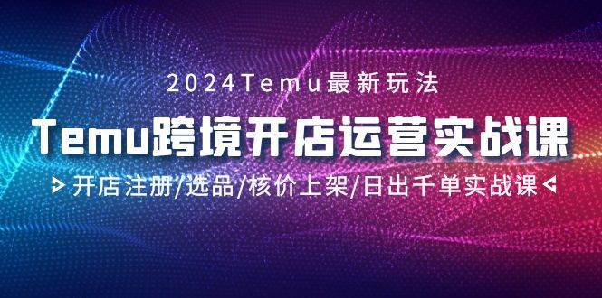 2024Temu跨境开店运营实战课，开店注册/选品/核价上架/日出千单实战课-万图副业网