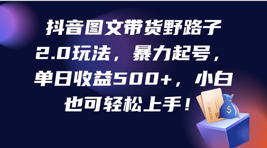 抖音图文带货野路子2.0玩法，暴力起号，单日收益500+，小白也可轻松上手！-万图副业网