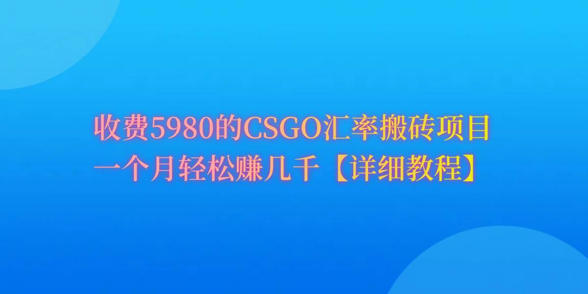 CSGO装备搬砖，月综合收益率高达60%，你也可以！-万图副业网