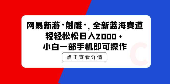 网易新游 射雕 全新蓝海赛道，轻松日入2000＋小白一部手机即可操作-万图副业网