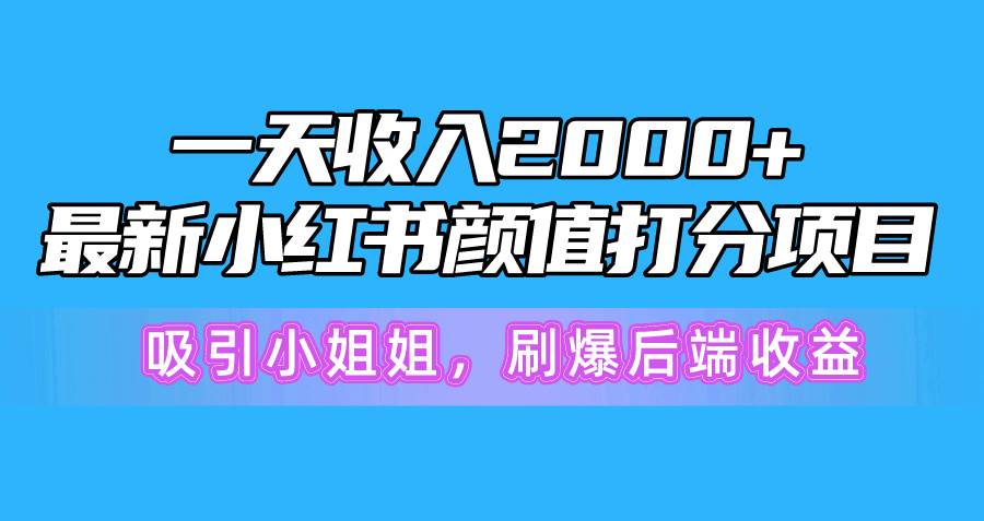 一天收入2000+，最新小红书颜值打分项目，吸引小姐姐，刷爆后端收益-万图副业网