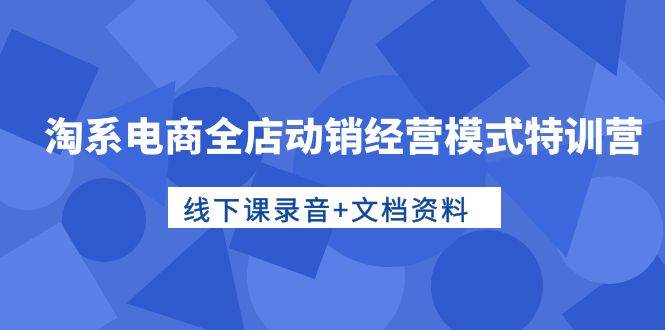 淘系电商全店动销经营模式特训营，线下课录音+文档资料-万图副业网