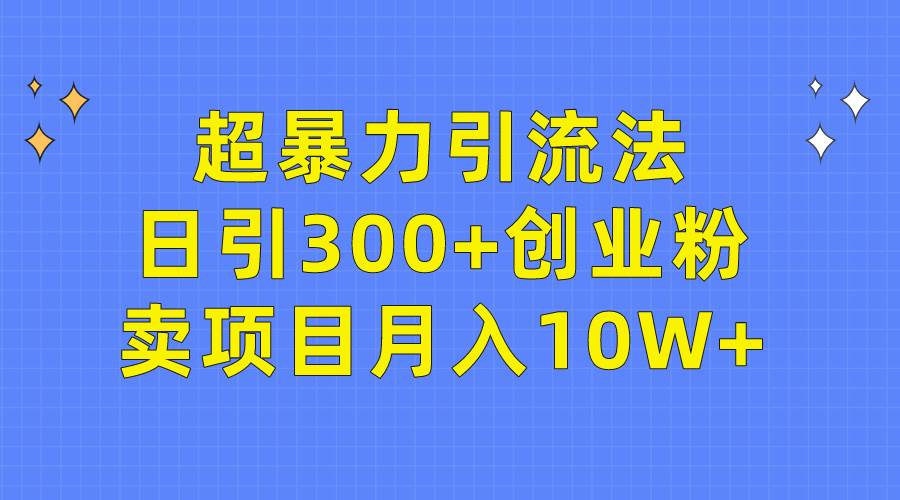 超暴力引流法，日引300+创业粉，卖项目月入10W+-万图副业网