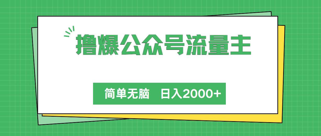 撸爆公众号流量主，简单无脑，单日变现2000+-万图副业网