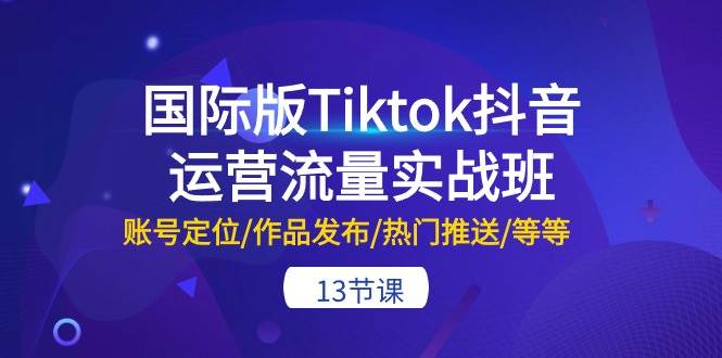 国际版Tiktok抖音运营流量实战班：账号定位/作品发布/热门推送/等等-13节-万图副业网