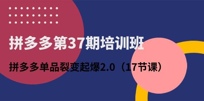 拼多多第37期培训班：拼多多单品裂变起爆2.0（17节课）-万图副业网