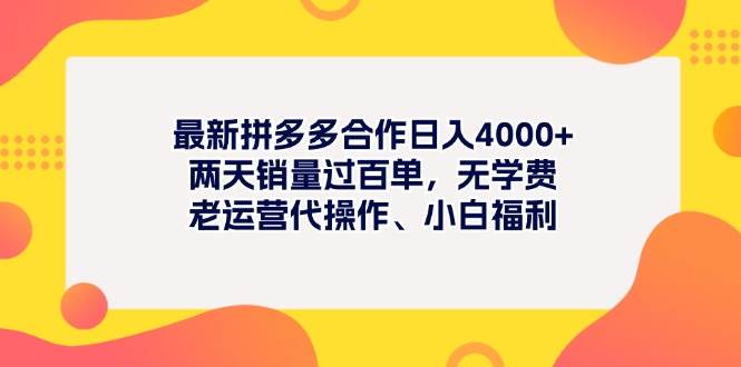 最新拼多多项目日入4000+两天销量过百单，无学费、老运营代操作、小白福利-万图副业网