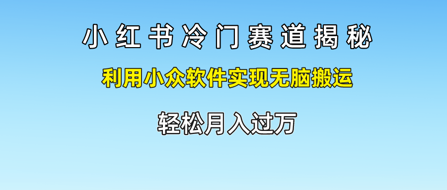 小红书冷门赛道揭秘,轻松月入过万，利用小众软件实现无脑搬运，-万图副业网