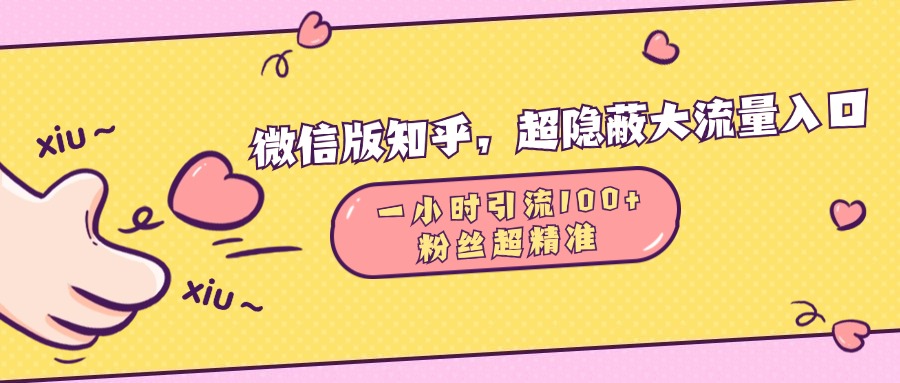 微信版知乎，超隐蔽流量入口，一小时引流100人，粉丝质量超高-万图副业网