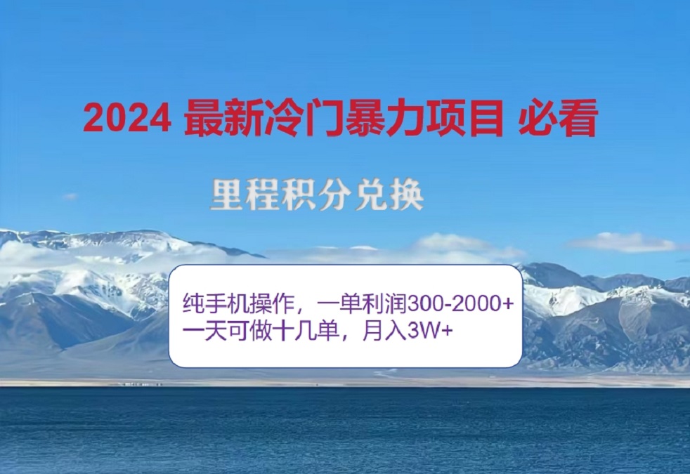 2024惊爆冷门暴利！出行高峰来袭，里程积分，高爆发期，一单300+—2000+，月入过万不是梦！-万图副业网