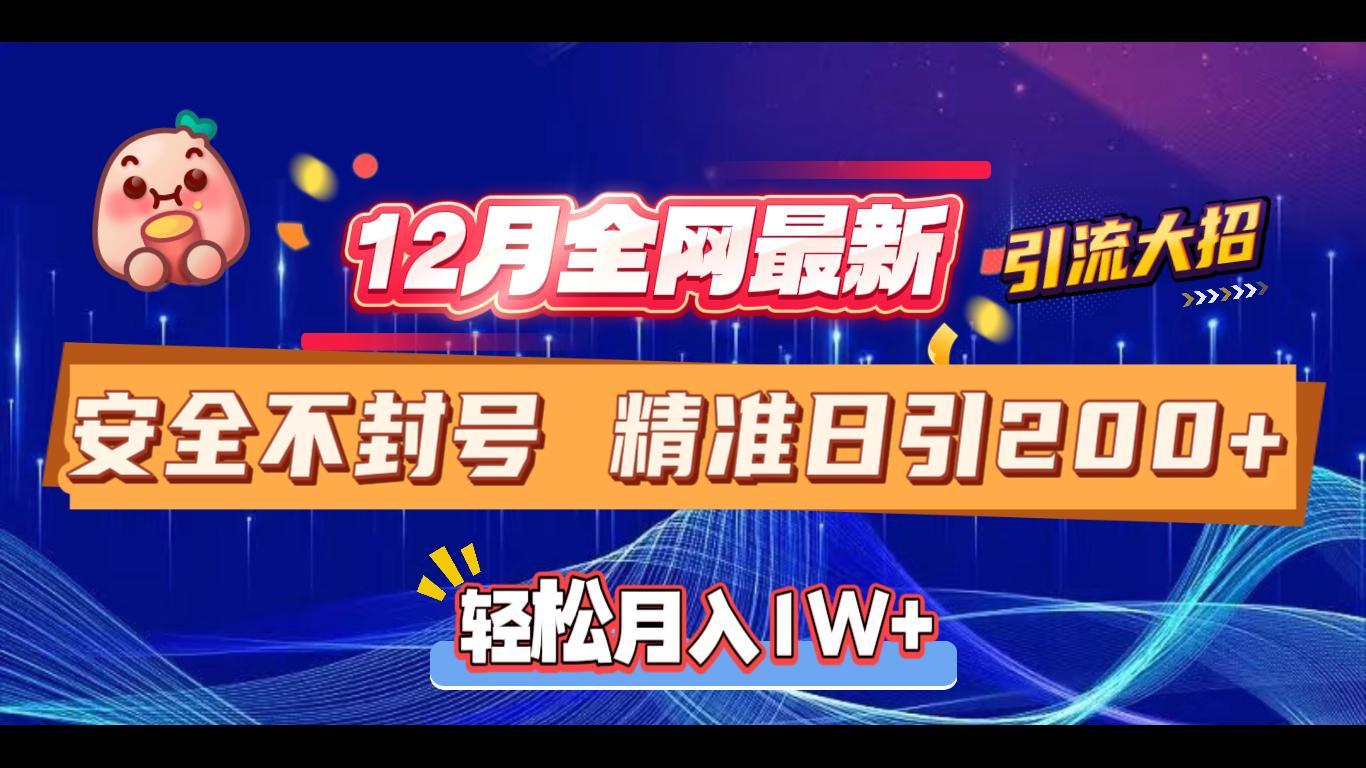 12月全网最新引流大招 安全不封号 日引精准粉200+-万图副业网